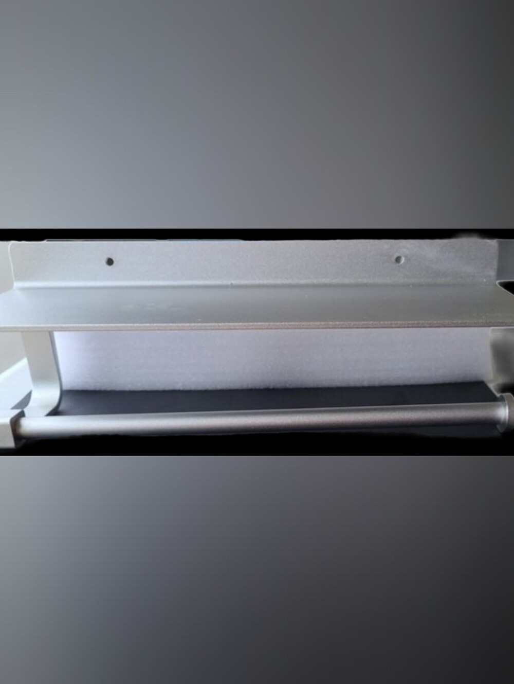 Silver Wall Hanging Shelf with Towel Bar